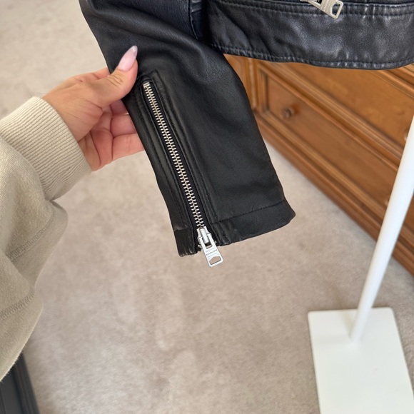 NWOT! All Saints Cargo Leather Biker Jacket - Picture 11 of 14